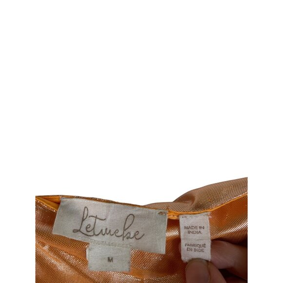 Anthropologie Let Me Be Metallic Tiered Maxi Dress Orange Sleeveless M - Picture 5 of 12